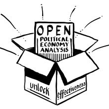 An illustration of an Open PEA product appearing out of an open box
